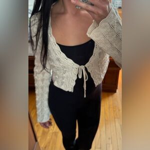 Cropped crochet cardigan
